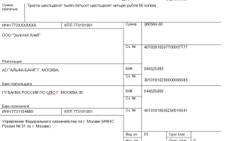 Образец платежного поручения при применении УСН