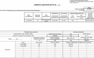 Лимитнозаборная карта Образец и бланк 2021 года