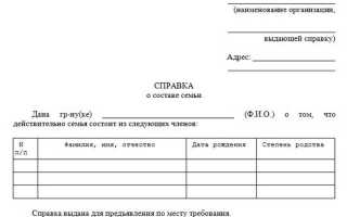 Справка о составе семьи. образец и бланк для скачивания 2021 года
