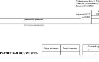 Расчетная ведомость форма Т51