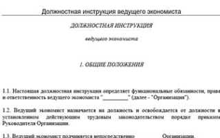 Должностная инструкция главного экономиста